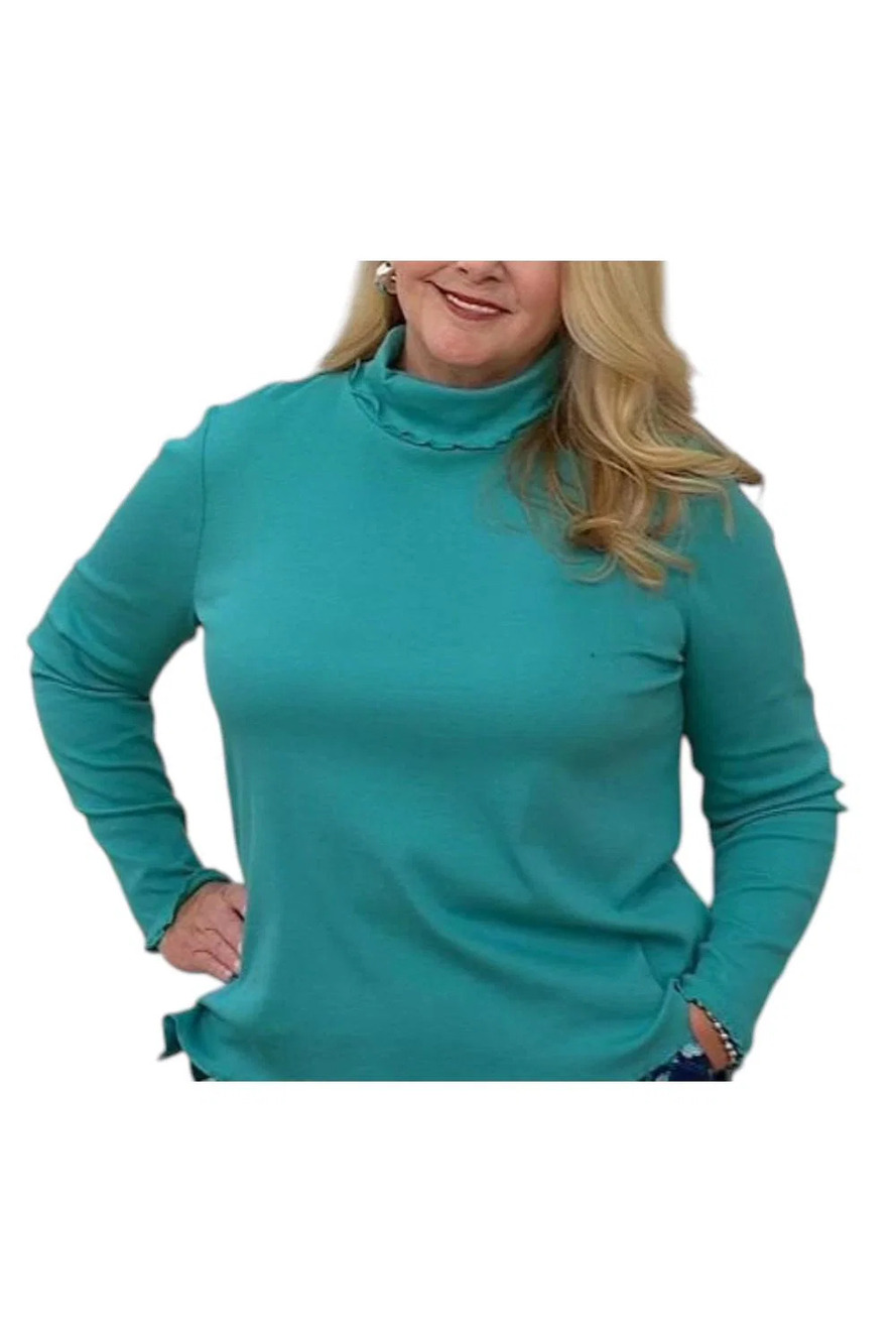 Isaac Mizrahi Live! Women's Essentials Rib Turtleneck Drk Aqua - Regular